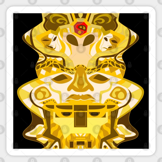 golden totem in mexican olmec pattern Sticker by jorge_lebeau